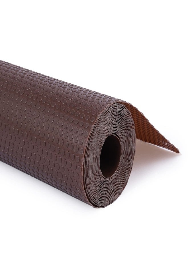 إيلاستبرو حصيرة/غطاء ElastPro (45 سم × 3 م) من مادة EVA الغذائية قابلة للغسل ومضادة للانزلاق للثلاجة، وبطانة الرفوف، والطاولة، وحصيرة درج المطبخ (نسيج منقط دائري، بني قهوة) - Image 1